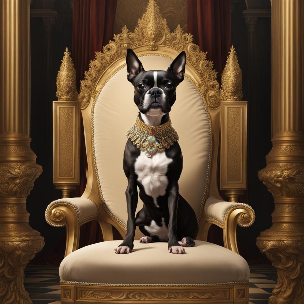 Boston Terrier Queen in Caravaggio Style