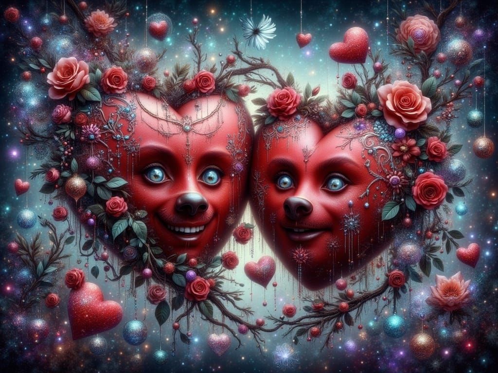 Joyful Velvet Hearts in Whimsical Fantasy