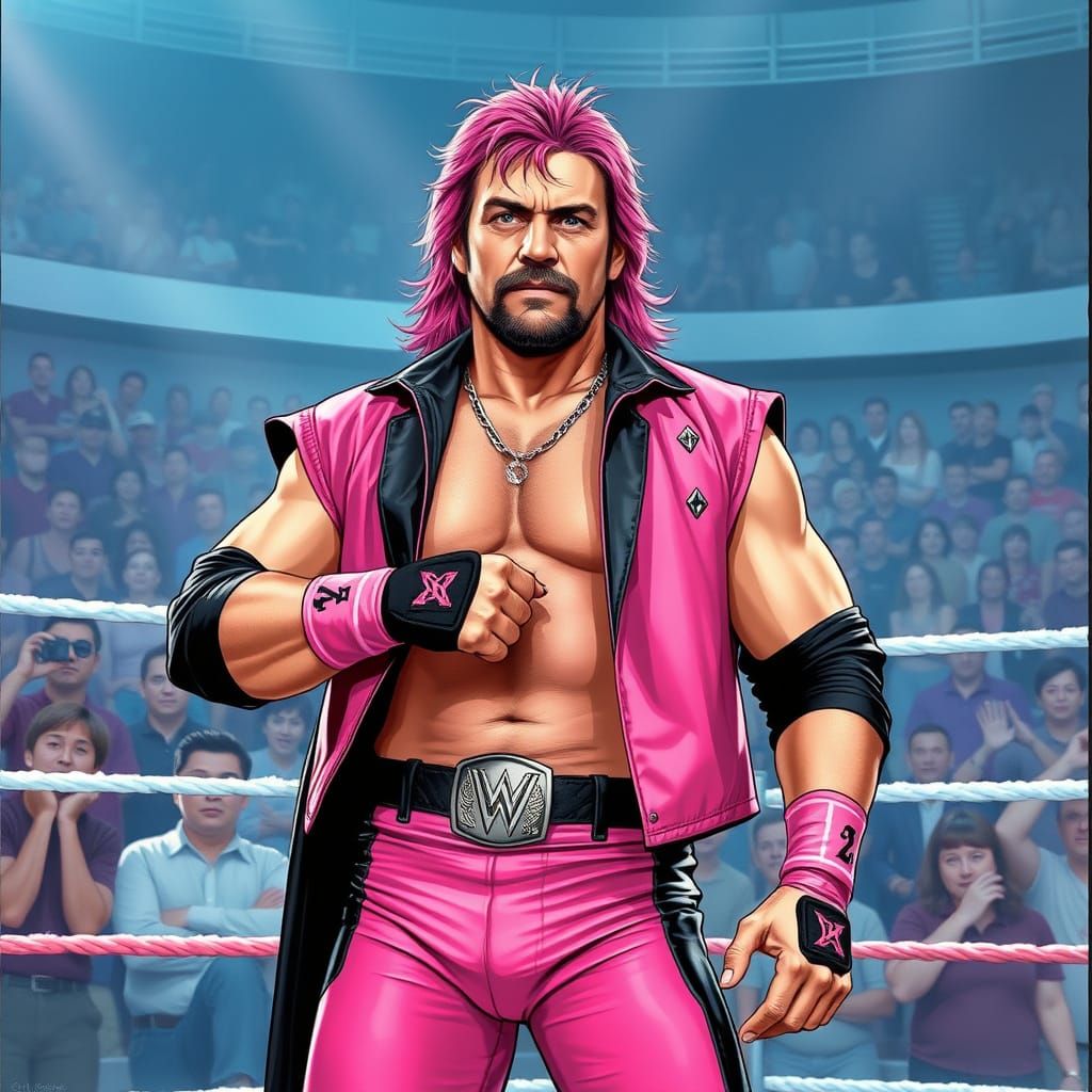 Bret the Hitman Hart in Vibrant Manga-Inspired Wrestling Rin...