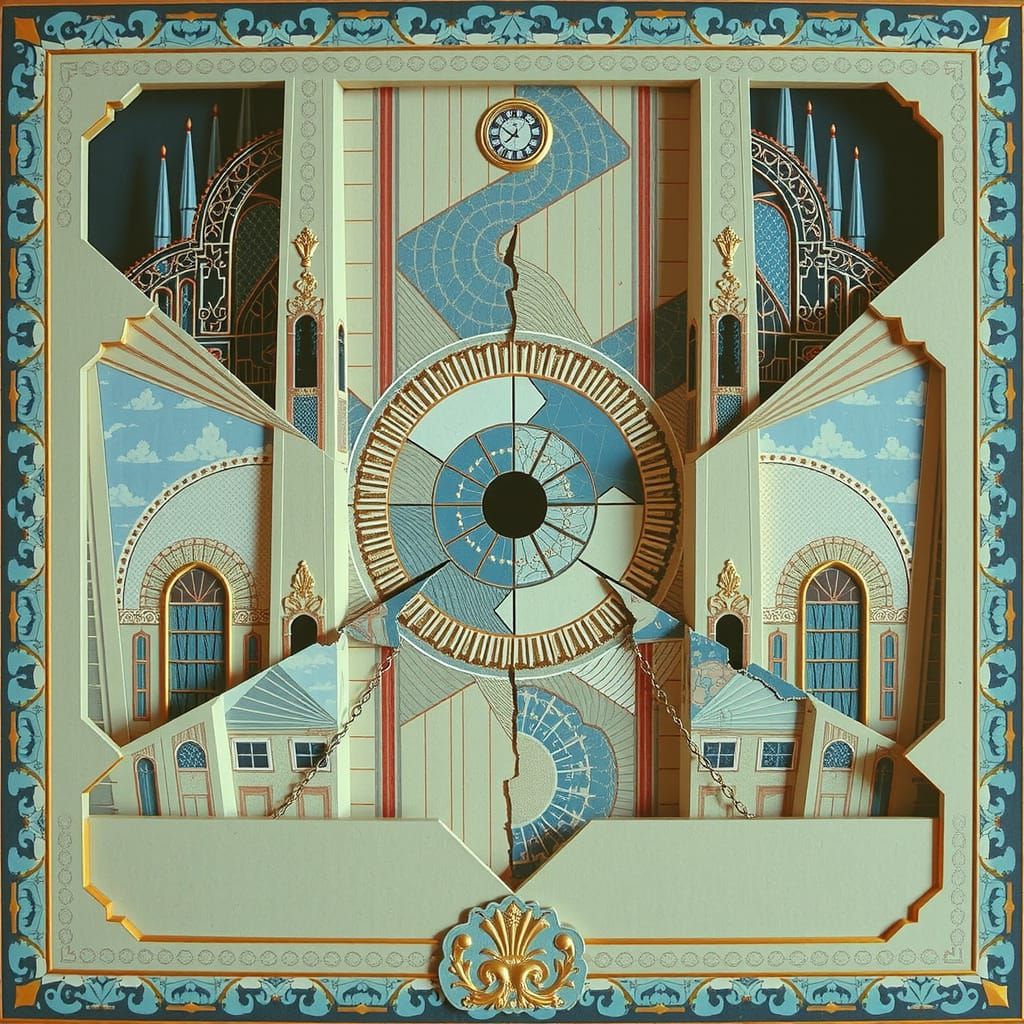 Art Deco Paper Art with Glitch Effects