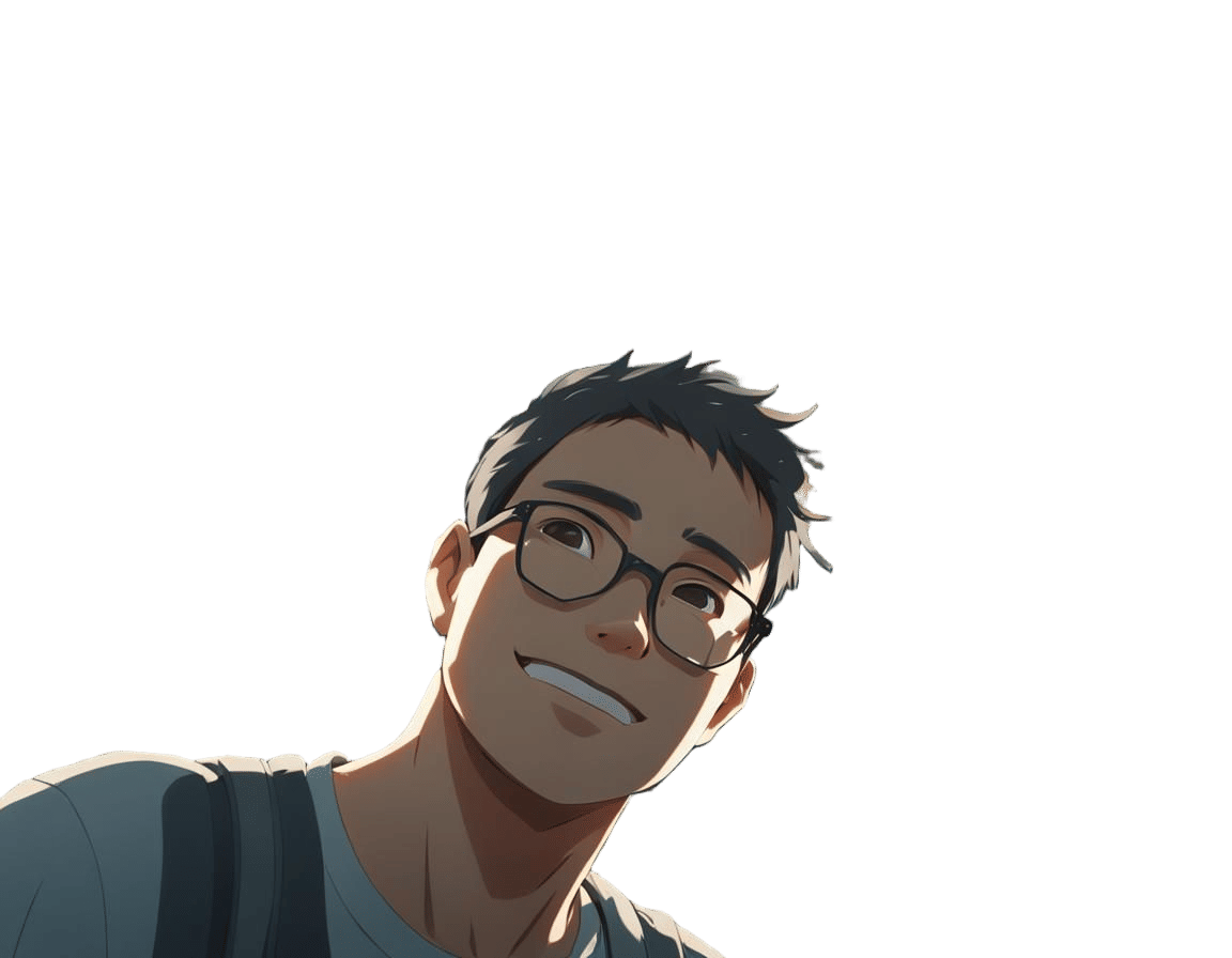 Smiling Boy in Anime Style by Makoto Shinkai