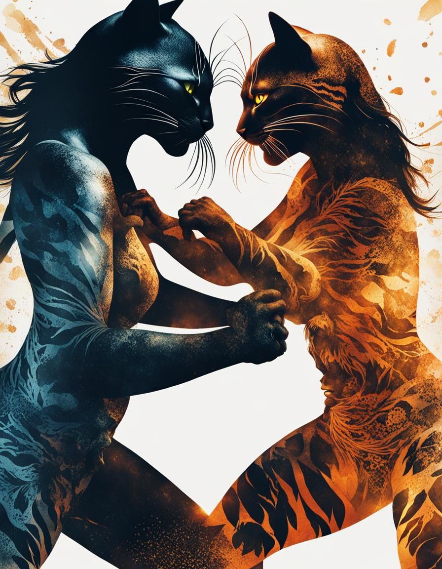 Women and Phantom Cats Fight in Splash Style