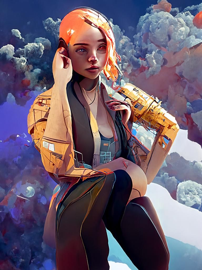 Sci-Fi Woman in Cyberpunk Cityscape