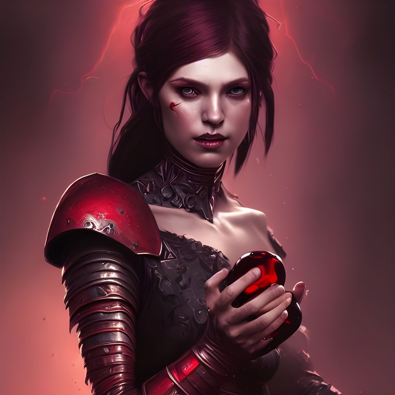 Daedric Princess with Red Wine, Photorealistic Portrait