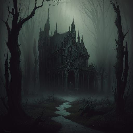 Dark Gothic Horror Scene in the Style of Greg Rutkowski