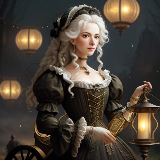 Baroque Landscape with Carriage in Rembrandt Lighting