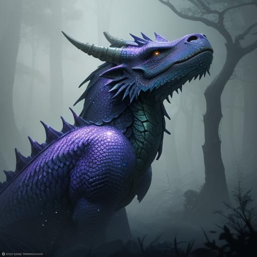 Majestic Dragon Scales in Mystical Forest