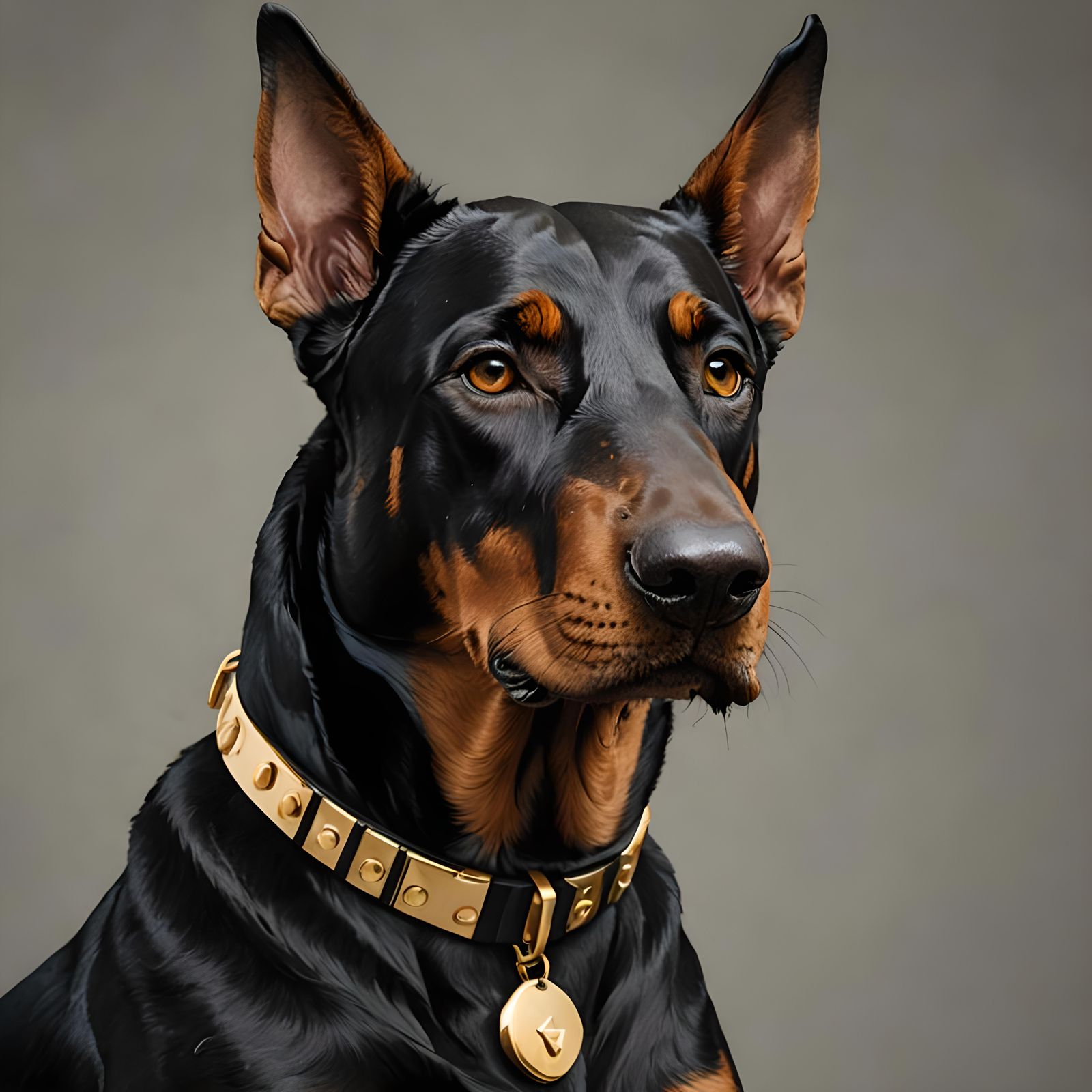 (Photo realistic portrait 1.4)( doberman 1.5)(realistic fur1...