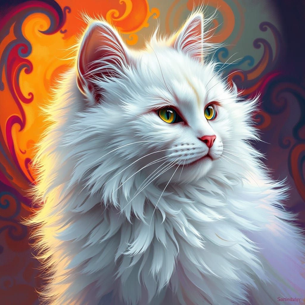 Hyperrealistic Feline Portrait in Vibrant Colors