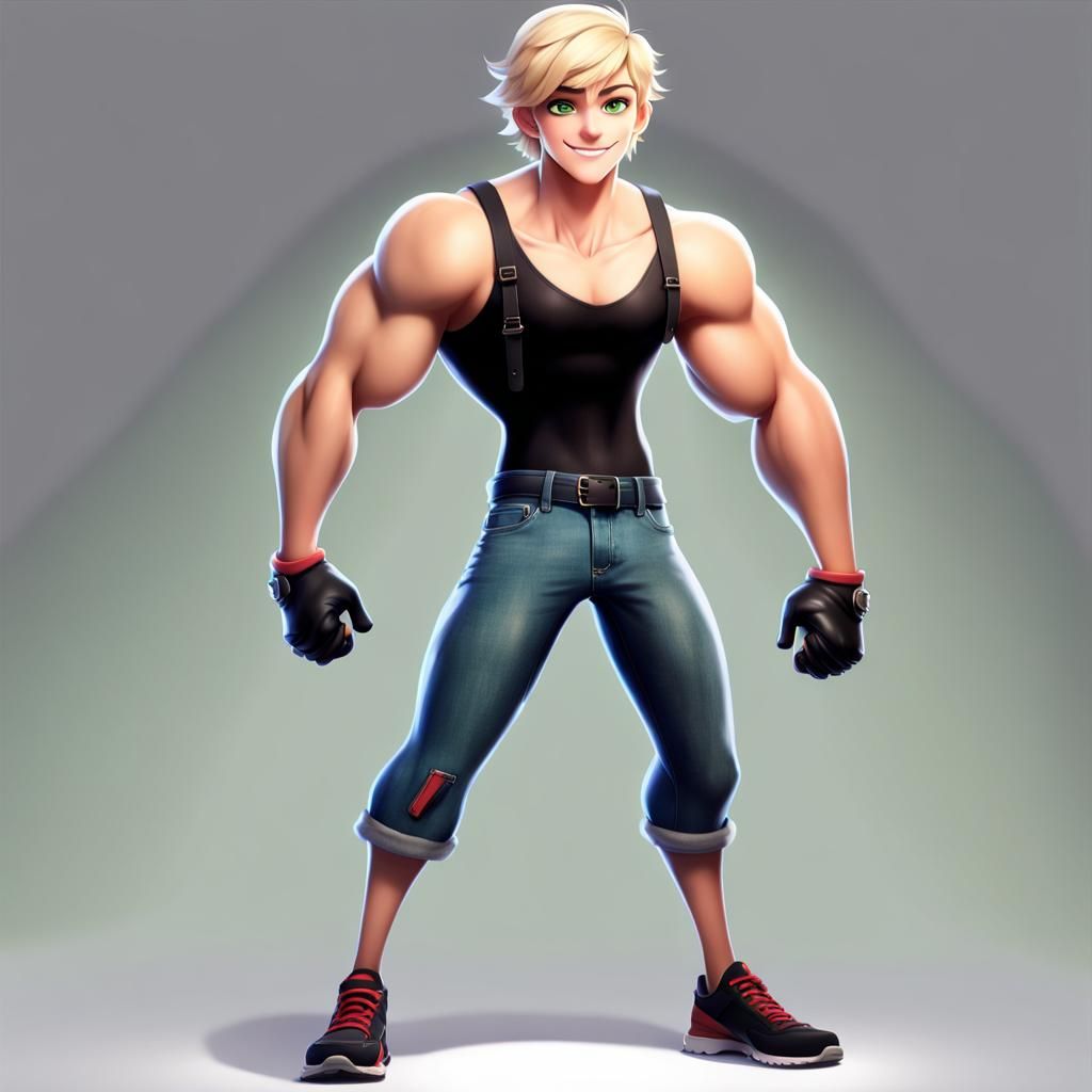 Muscular Adrien Agreste Portrait in Hyperdetailed Digital Ar...