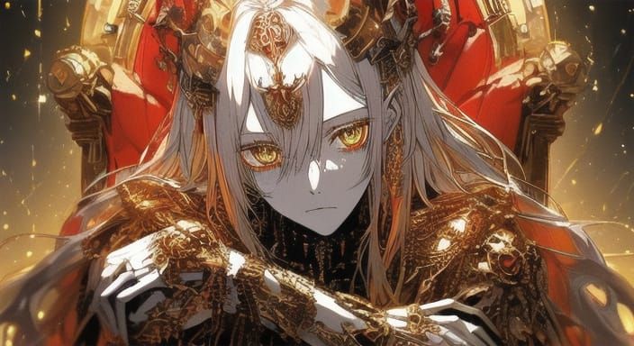 Sci-Fi Emperor on High-Tech Throne in Digital Painting