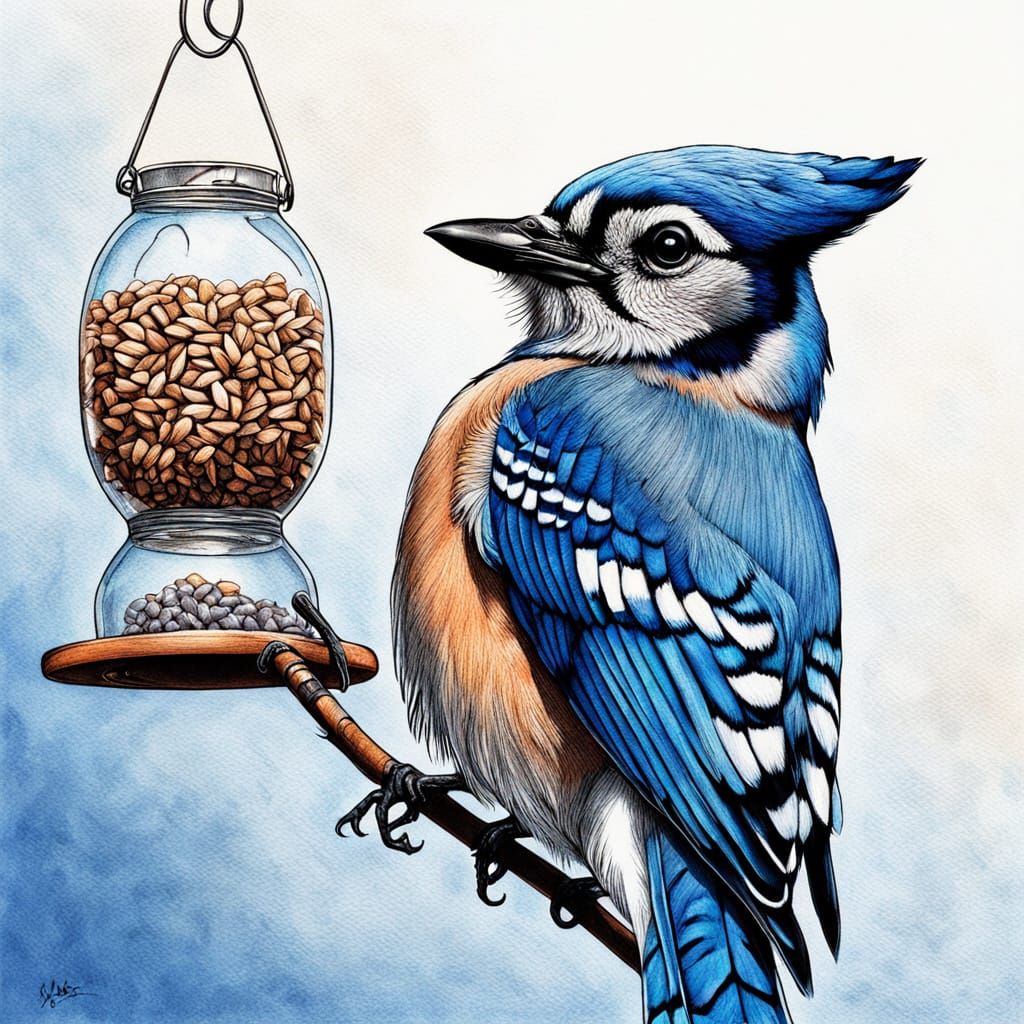 Vibrant Blue Jay in Hyper-Realistic Detail