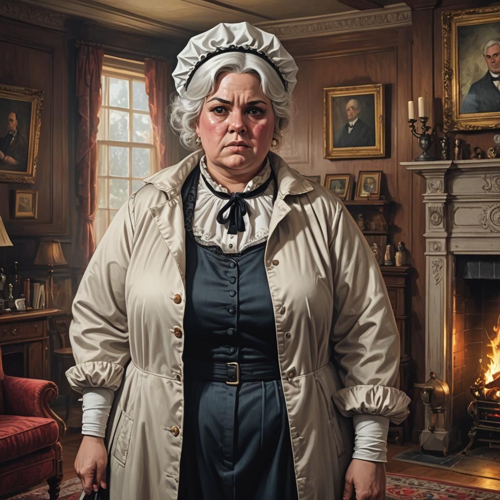 Sinister Housekeeper Portrait in Comic Book Style