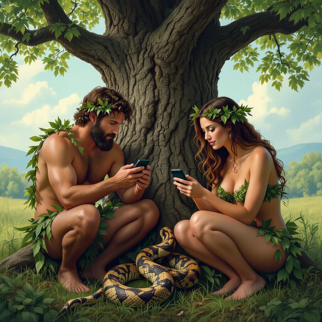 Adam and Eve Selfie at the Tree of Knowledge