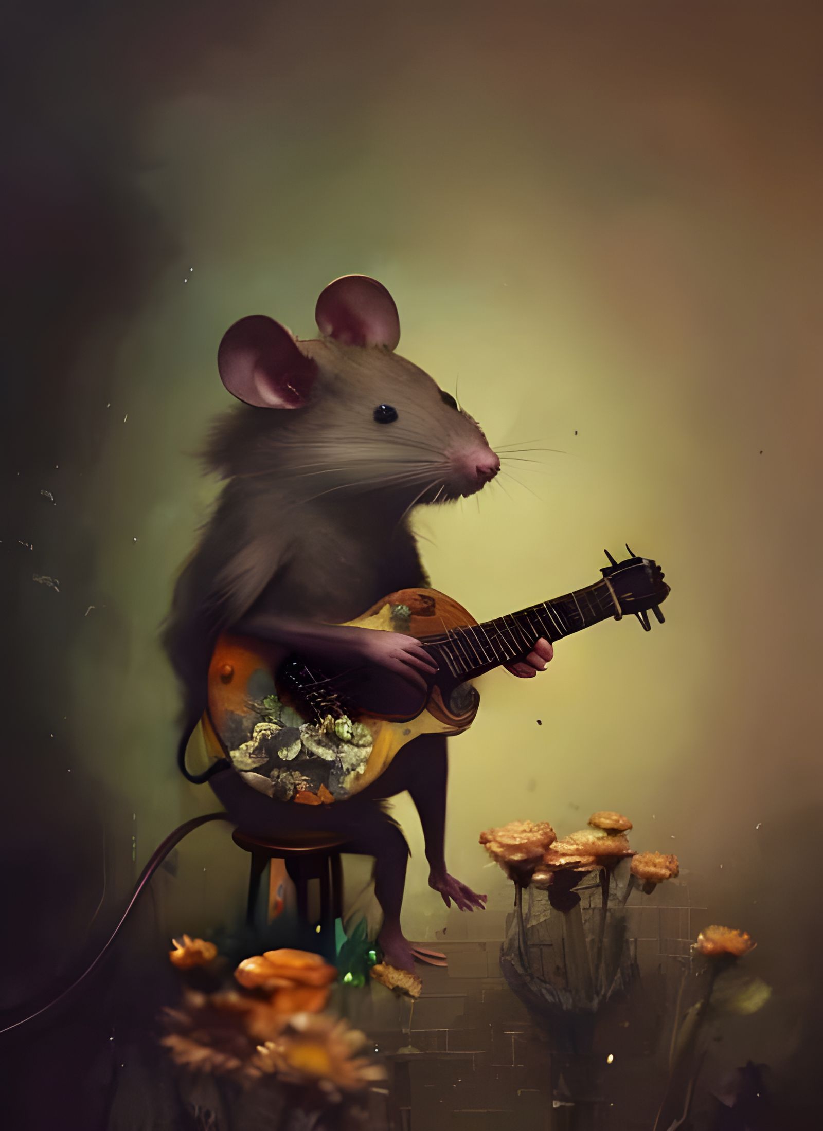 Hyperrealistic Rat Guitarist Album Art