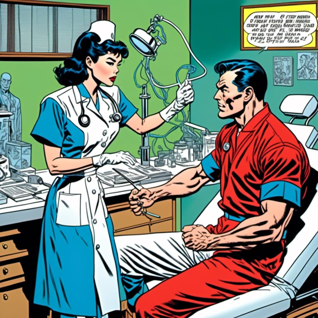 Nurse Scolds Patient in Comic Book Style
