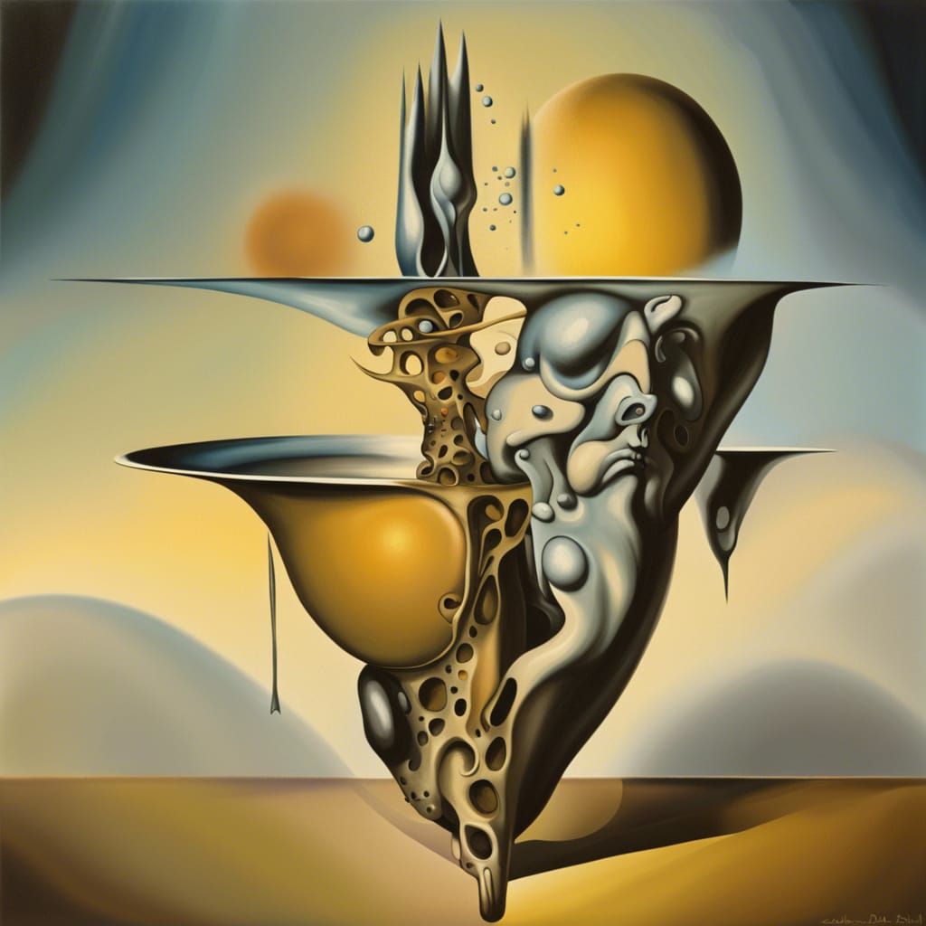 Motion in Gravitational Field: Surrealist Illustration