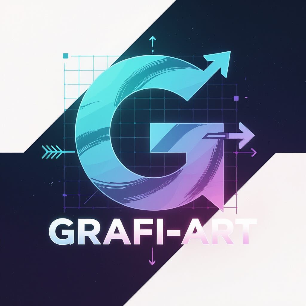 Modern Abstract 'G' Logo with Digital Grid and Brush Strokes