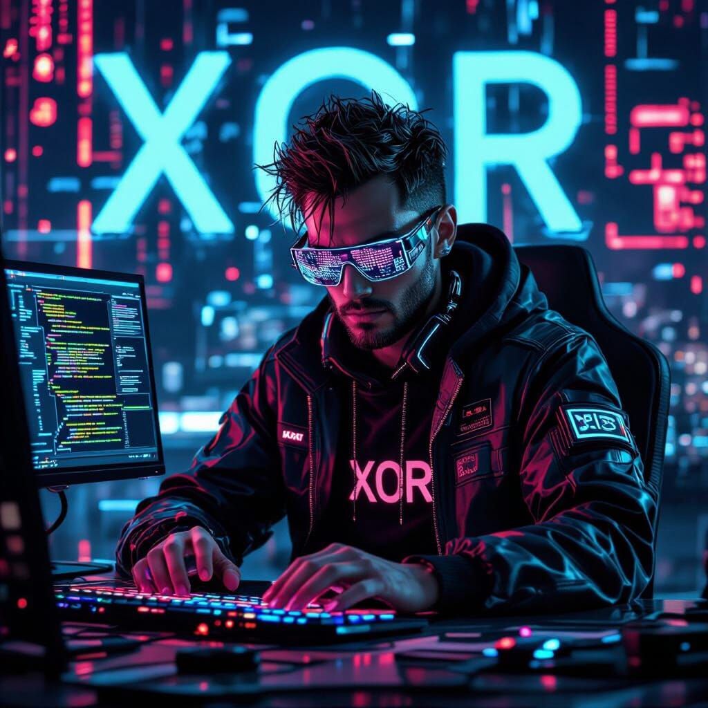 Cyberpunk XOR-cist Programmer in Intense Style