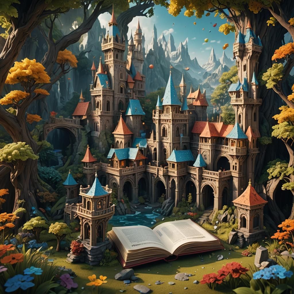 Fantastical Pop Up Book Matte Painting