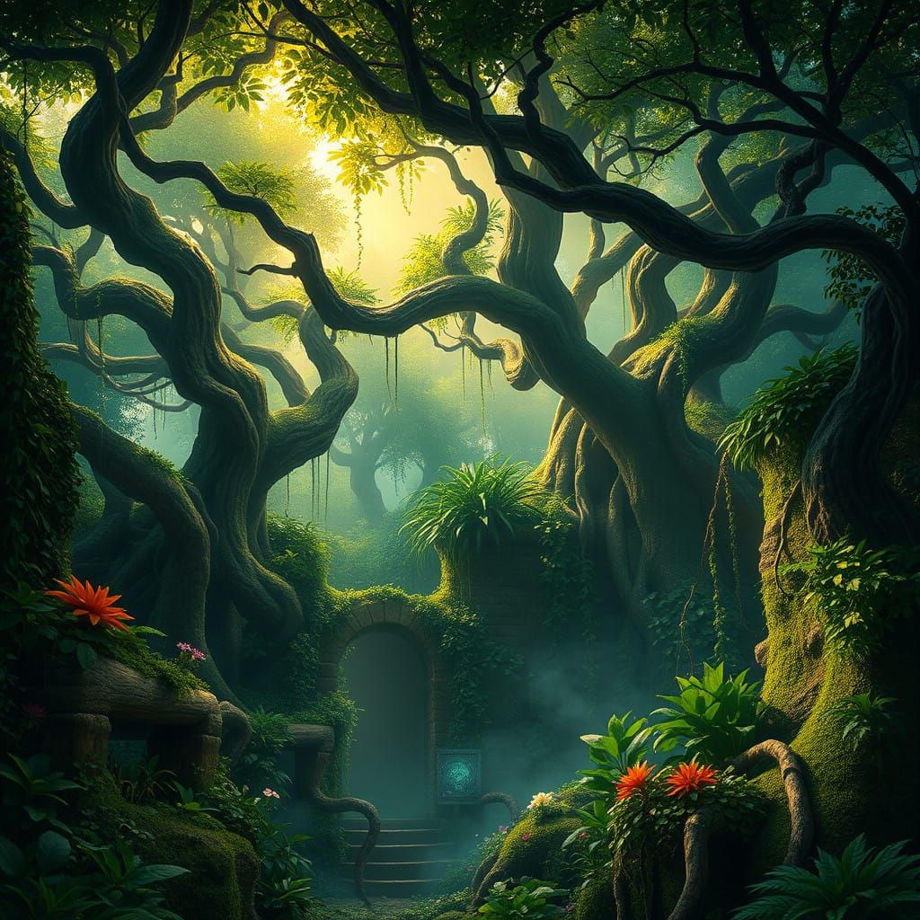 Ancient, Mysterious Trees in a Lush, Secret Garden