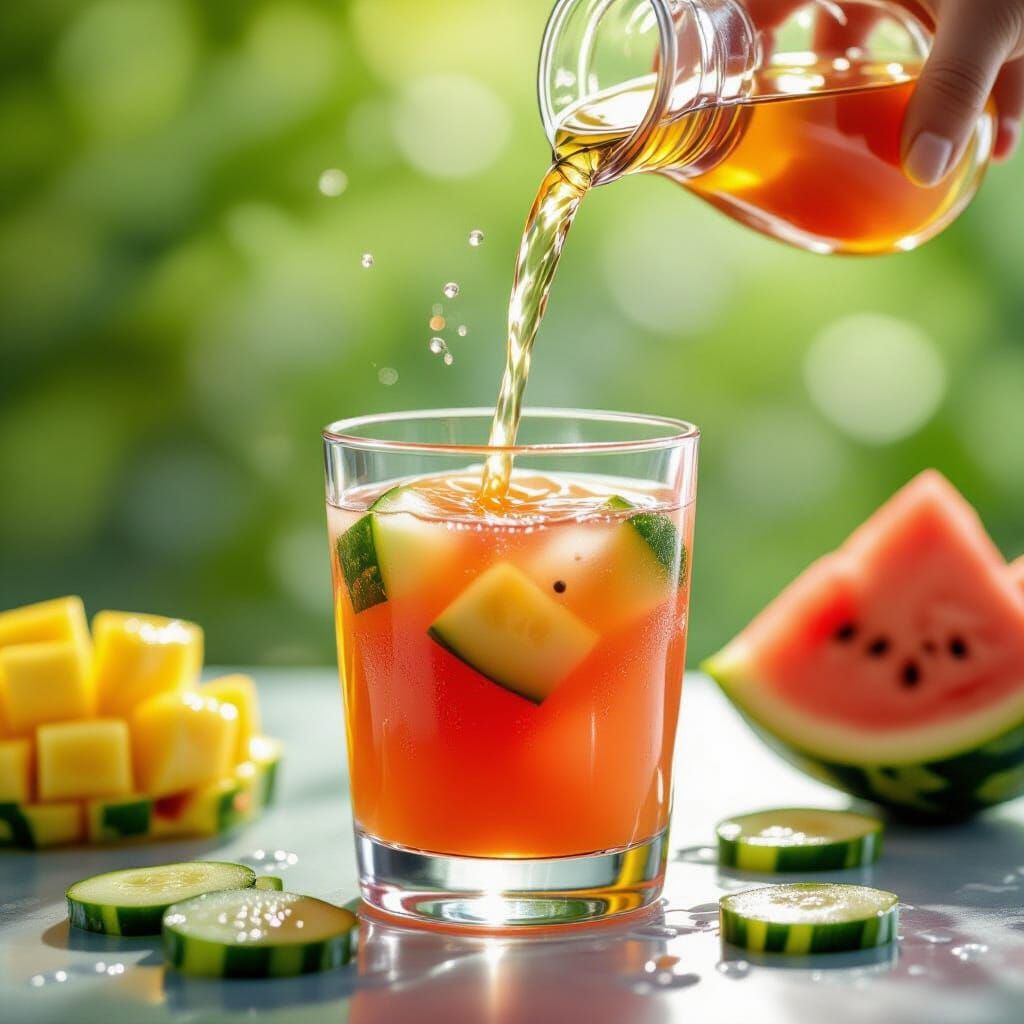 Refreshing Juice Pour with Honey: Studio Shot