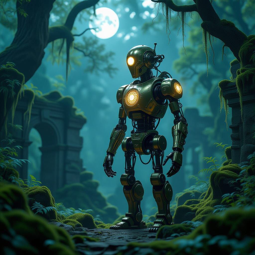 Enchanted Forest Automaton in Moonlight