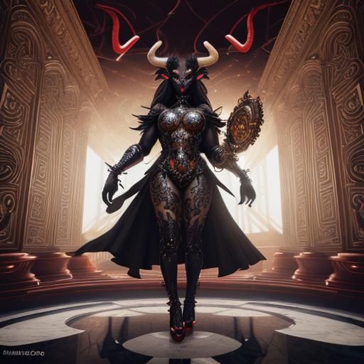 Hyperdetailed Anthropomorphic Minotaur in Creepy Marble Maze