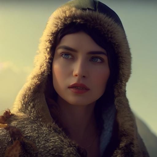 Mountain Priestess Portrait in Dramatic Lighting