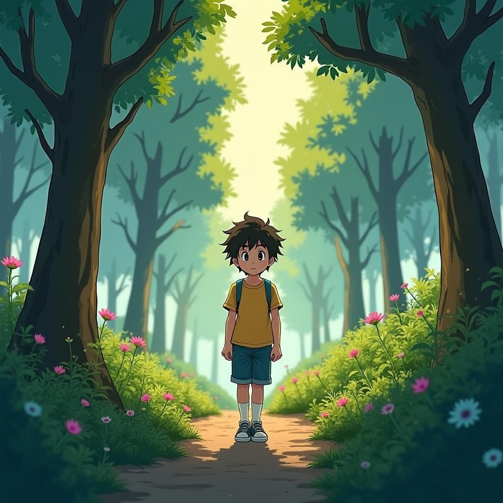 Boy's Garden Adventure in Anime Style