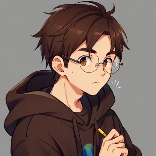 Portrait of a Pretty Boy with Brown Hair and Glasses