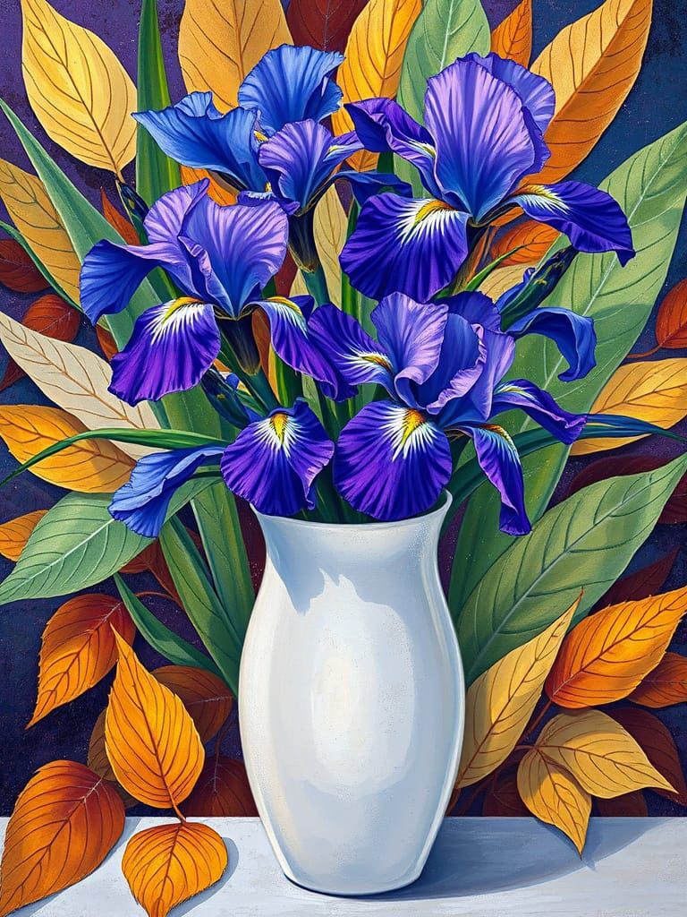 Luminous Irises in Abstract Style