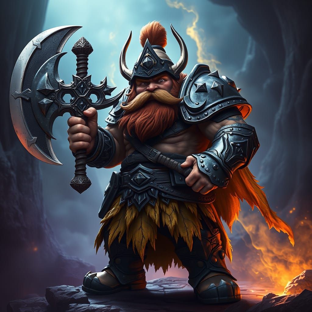 Dark Fantasy Dwarf Barbarian Hero