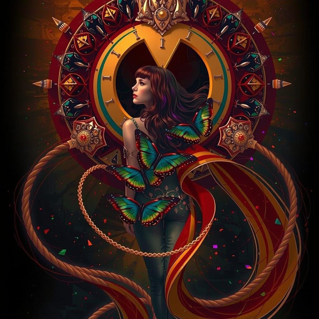Regal Woman in Psychedelic Vortex, Art Deco Style