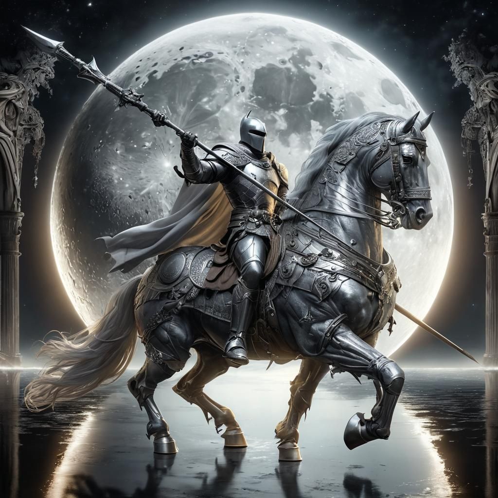 Moon Knight Descends from Moon on Silver Horse