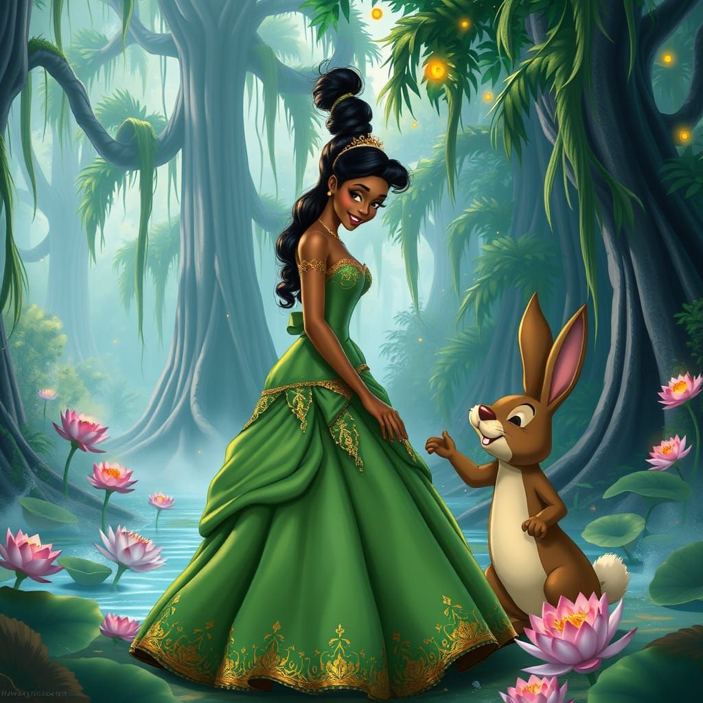 Elegant Princess Tiana Meets Whimsical Br'er Rabbit in a Lus...