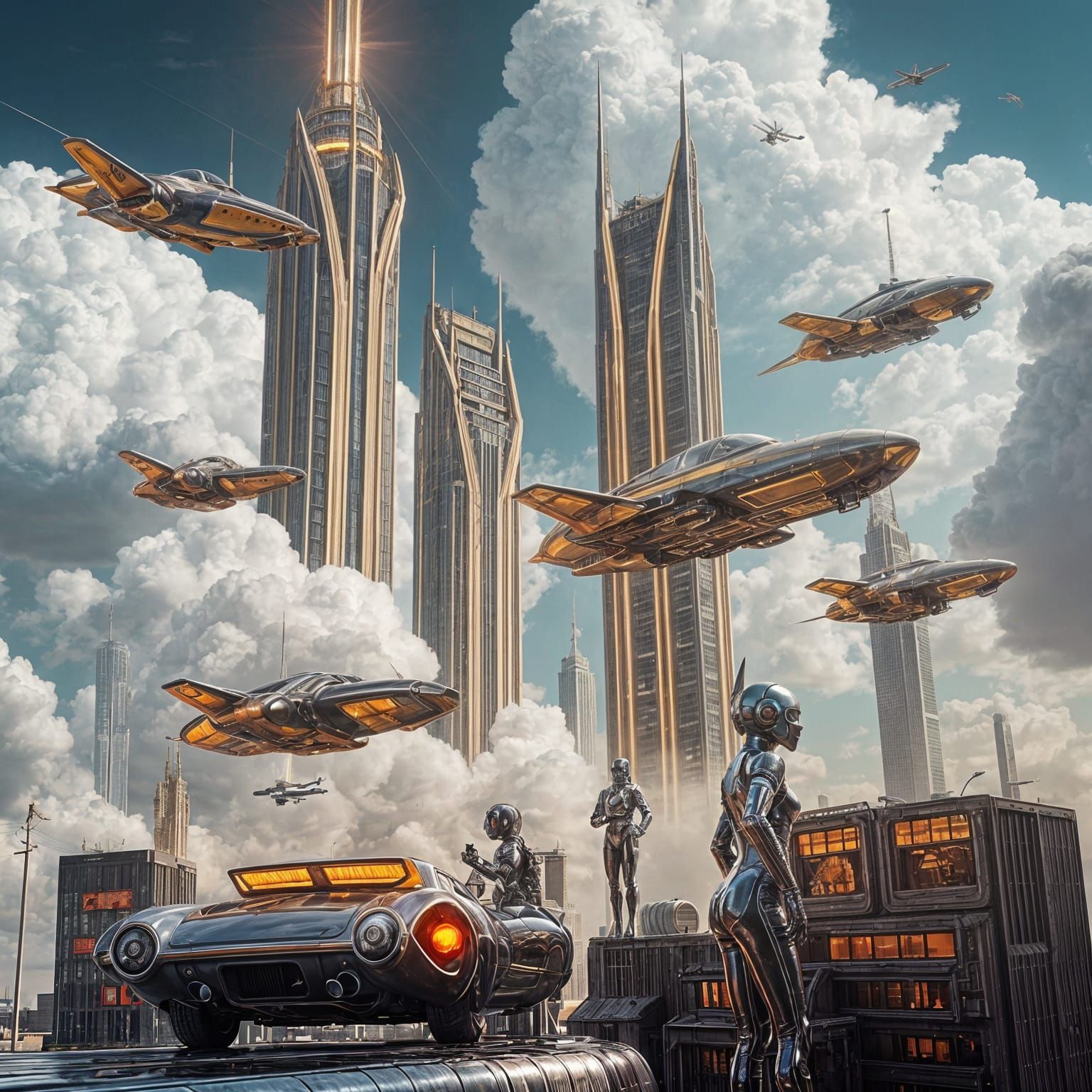 Retro Futuristic Cities Reaching for the Skies in Mid-Centur...