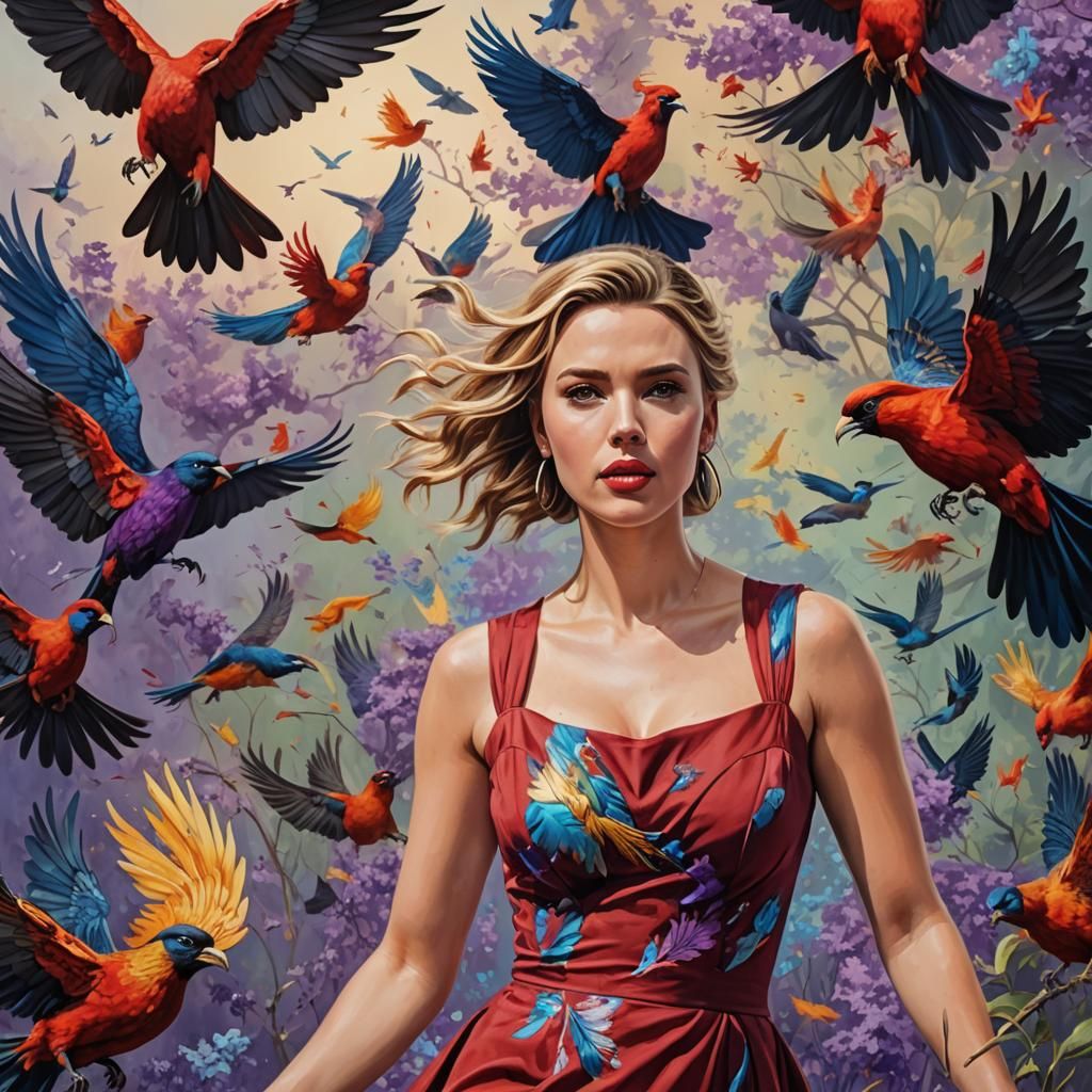 Woman with Phoenix Shoulder Tattoo: Hyperrealistic Splash Ar...