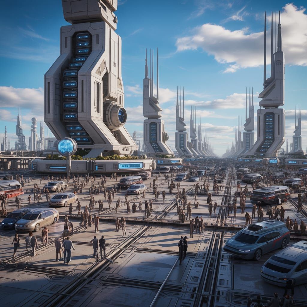 Futuristic Earth City Panorama in Digital Art Style
