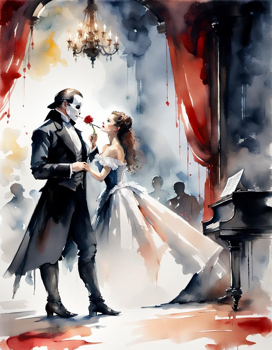 Phantom of the Opera Stage: Oil and Watercolor