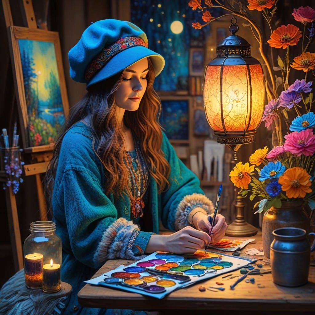 Magical Artist in Enchanted Studio