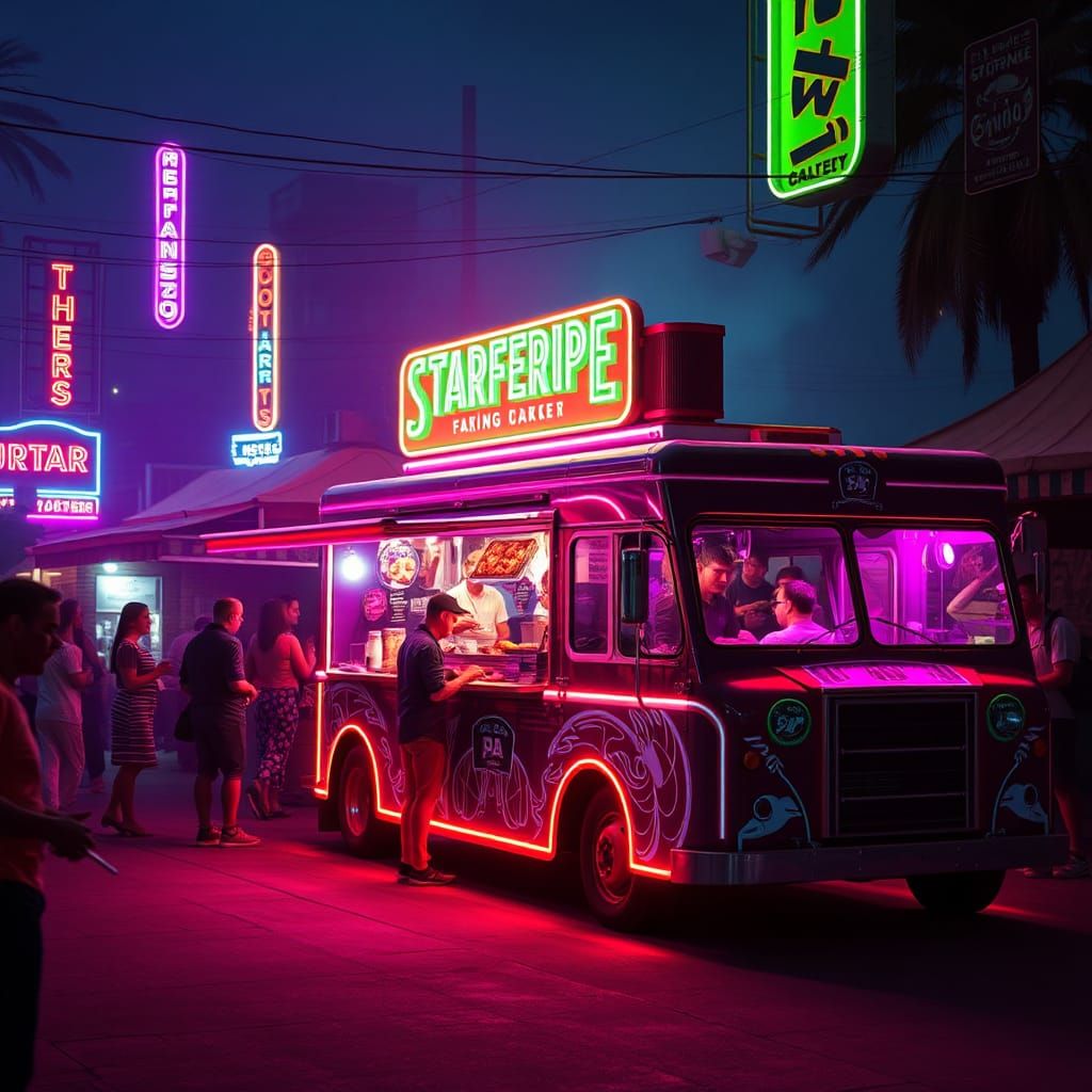 Futuristic Neon Food Market Inspired by California History