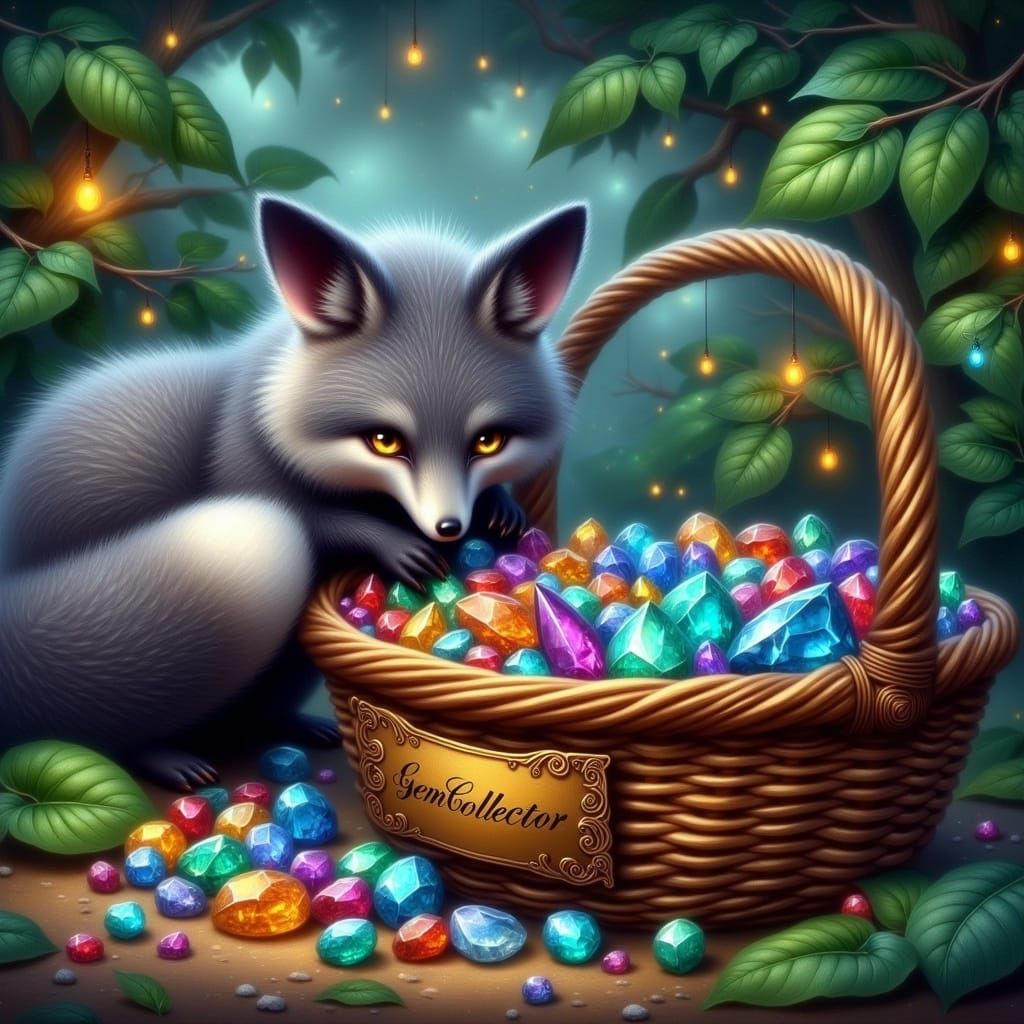 Fox Gem Collector in Detailed Matte Painting Style