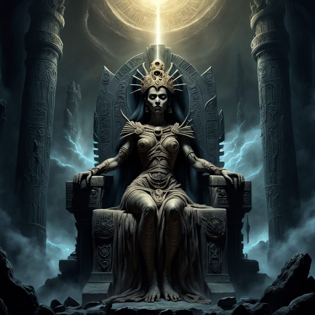 Majestic Mummy of an Ancient Egyptian Princess in Dark Fanta...