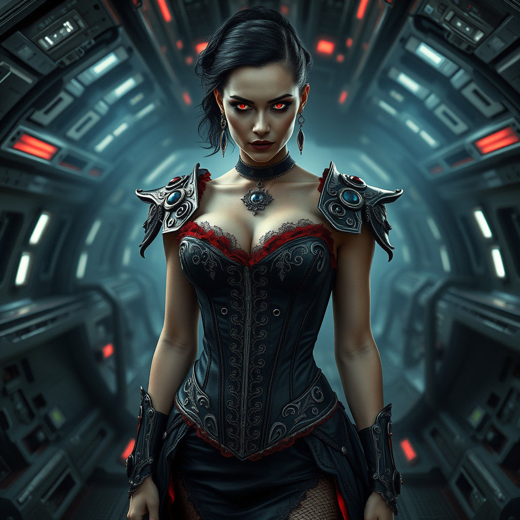Space Vampire in Victorian Corset, Gritty Futurism