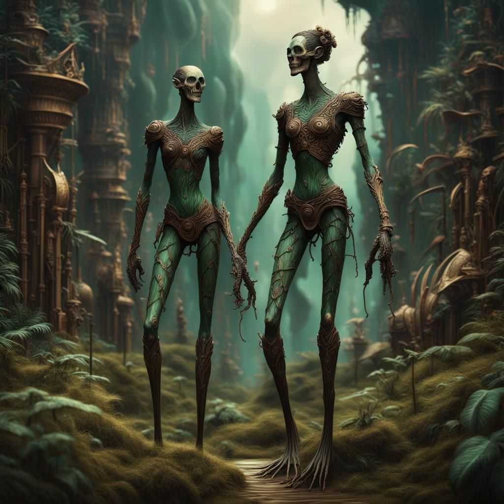 Cheerful Fantasy Figures in Maximalist Digital Painting