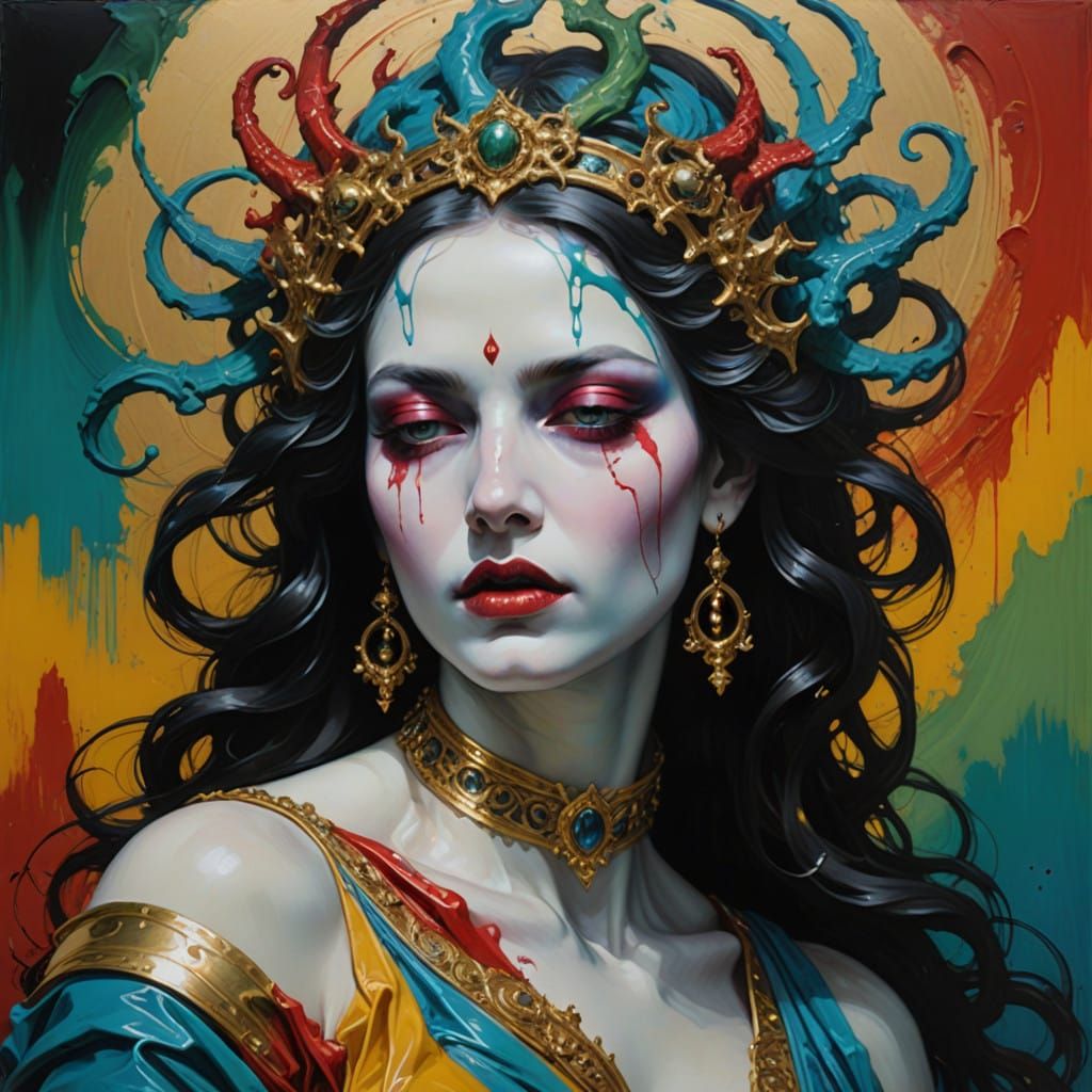 Surreal Goddess Emerges from a Maelstrom of Unholy Desires