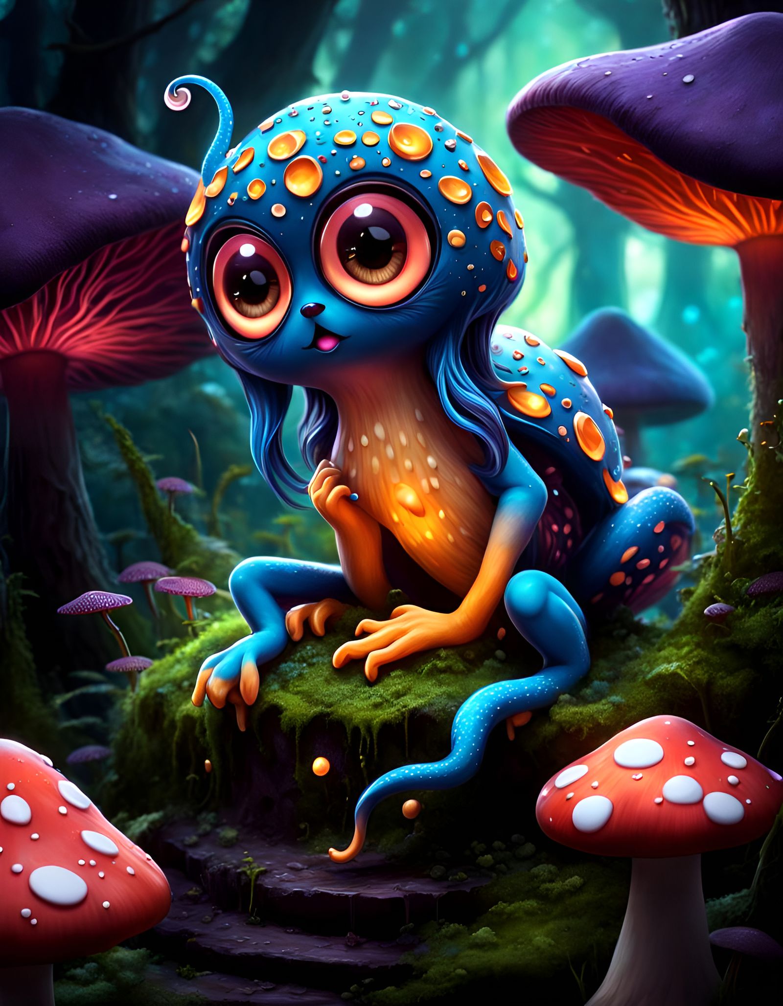 Adorable Mushroom Outer-God in Pop-Surrealist Style
