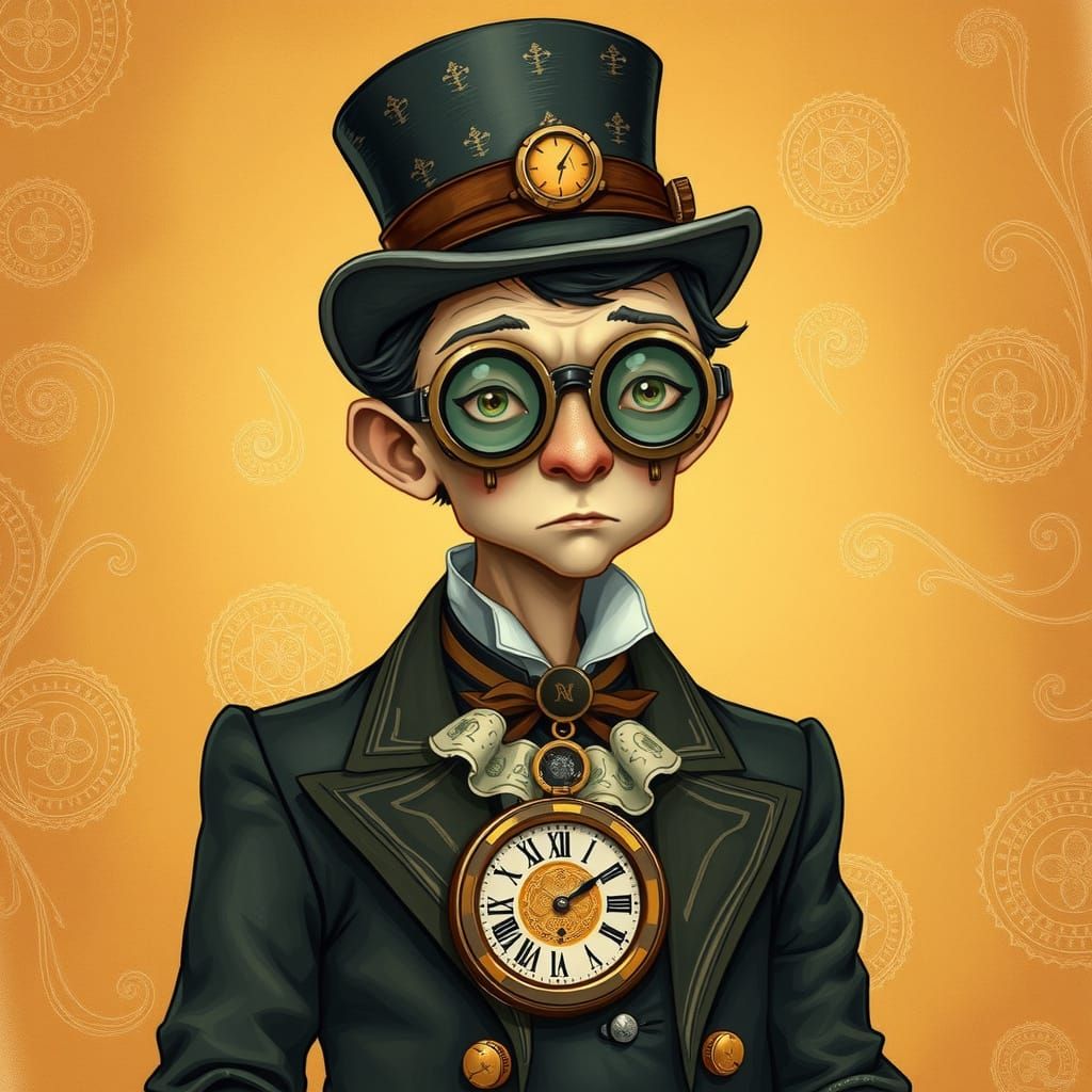 Steampunk Eccentric in Golden Dreamscape