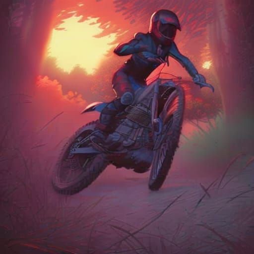 Dirt Bike in Anime Style by Dan Mumford